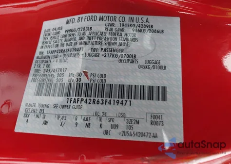 2003 Ford Mustang Mach 1 из США, поврежденный, VIN 1FAFP42R63F419471